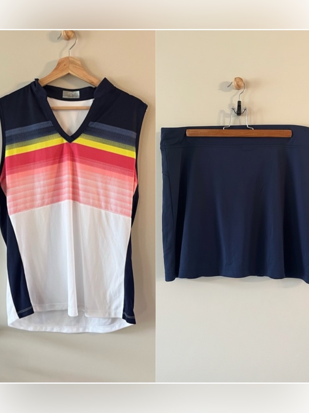 Callaway Matching Set Striped Sleeveless Top with Skort